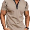 Mens Short Sleeve Shirts Casual Cotton Henley Shirts Slim Fit Summer Classic T-Shirts