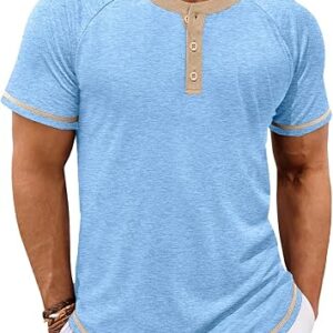 Makkrom Mens Henley Shirts Short Sleeve Casual Summer Basic T Shirts Button Vintage Lightweight Tee Tops